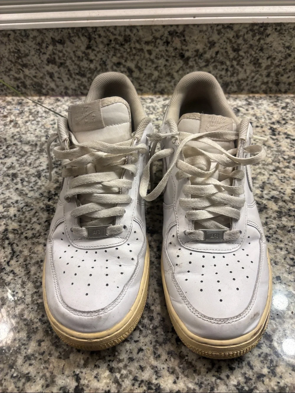 Nike Air Force 1 White Low-Top Sneakers with Cream Sole